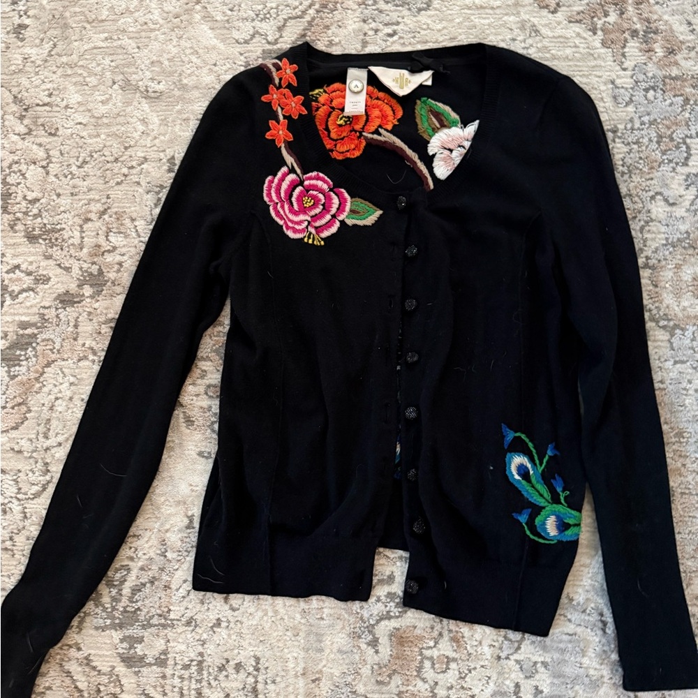 Anthropologie archival collection HWR peacock cardigan